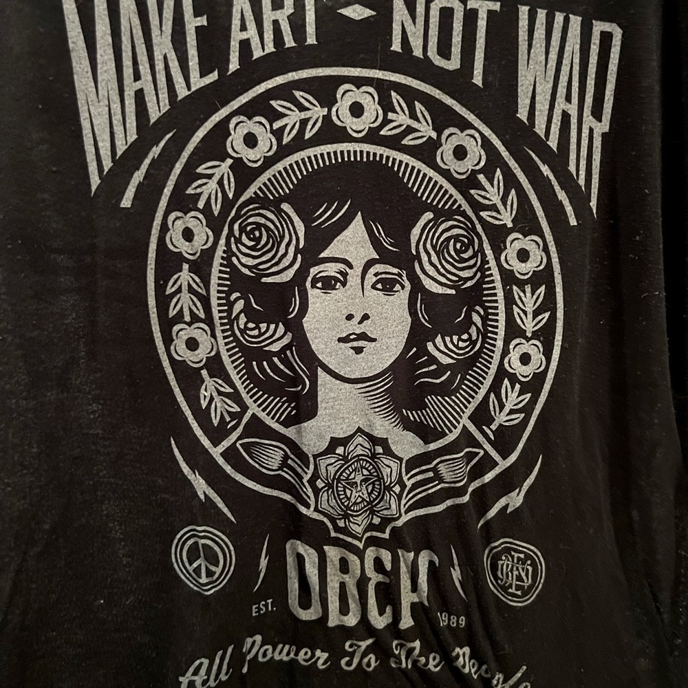 Make art not war black thin t shirt
